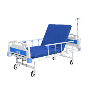 MT2CBS Two Crank Manual Hospital Bed with Mattress, Side Railings and Wheels