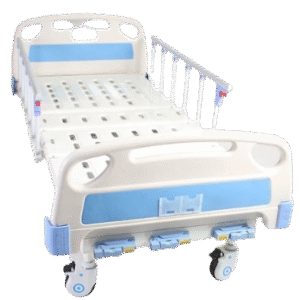 KT3CB Three Crank Manual Hospital Bed with Mattress, Side Railings and Wheels