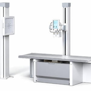 OSX G Series stationary X-ray system with radiography table, tube column and vertical chest stand